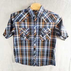 Coevals Club Western Plaid Pearl Snap Button Cotton Blend‎ Shirt Size Mens XXL